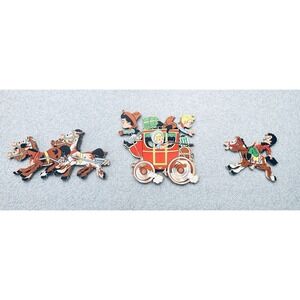 Vintage 1950s Dolly Toy Company‎ Pin Up Wall Cowboy Western Wagon Horses